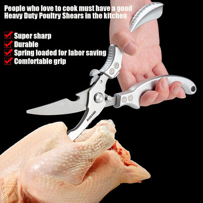 Premium Kitchen Shears 2-Pack Heavy Duty Poultry & Meat Scissors, Bone Shears for Cooking