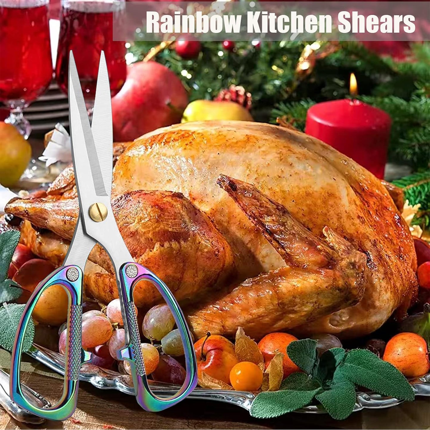 Premium Kitchen Shears 2-Pack Heavy Duty Poultry & Meat Scissors, Bone Shears for Cooking