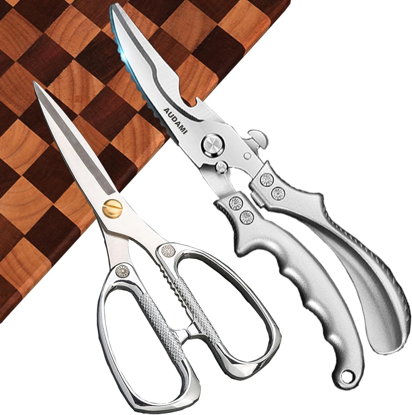Premium Kitchen Shears 2-Pack Heavy Duty Poultry & Meat Scissors, Bone Shears for Cooking