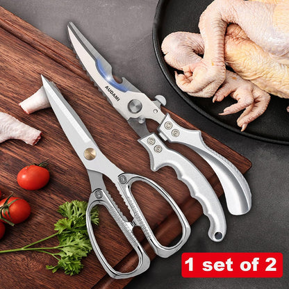 Premium Kitchen Shears 2-Pack Heavy Duty Poultry & Meat Scissors, Bone Shears for Cooking