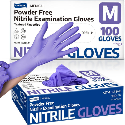 Medical Soft Max Nitrile Disposable Gloves Powder-Free, Violet 100 | Soft Max™ Medical Nitrile Disposable Gloves, 100 Ct Latex-Free Powder-Free Food Safe Exam Cooking Cleaning Lab Exam Glove