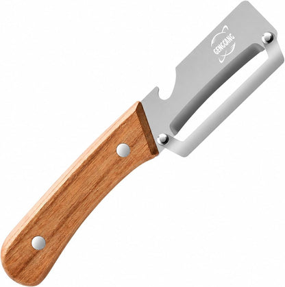 MultiFunctional Vegetable Peeler, Non-Slip Wooden Handle with Sharp Stainless Steel Blade, Built-in Bottle Opener - Perfect Kitchen Peeler For Veggie, Fruit, Potato, Carrot, Apple