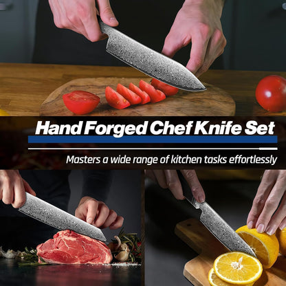Huusk Damascus Nakiri Knife 7 Inch, Japanese Chopping Chef Knives | Sharp Vegetable Cleaver with Ergonomic Wood Handle, VG10 High-carbon Steel, Birthday Gifts for Men Women