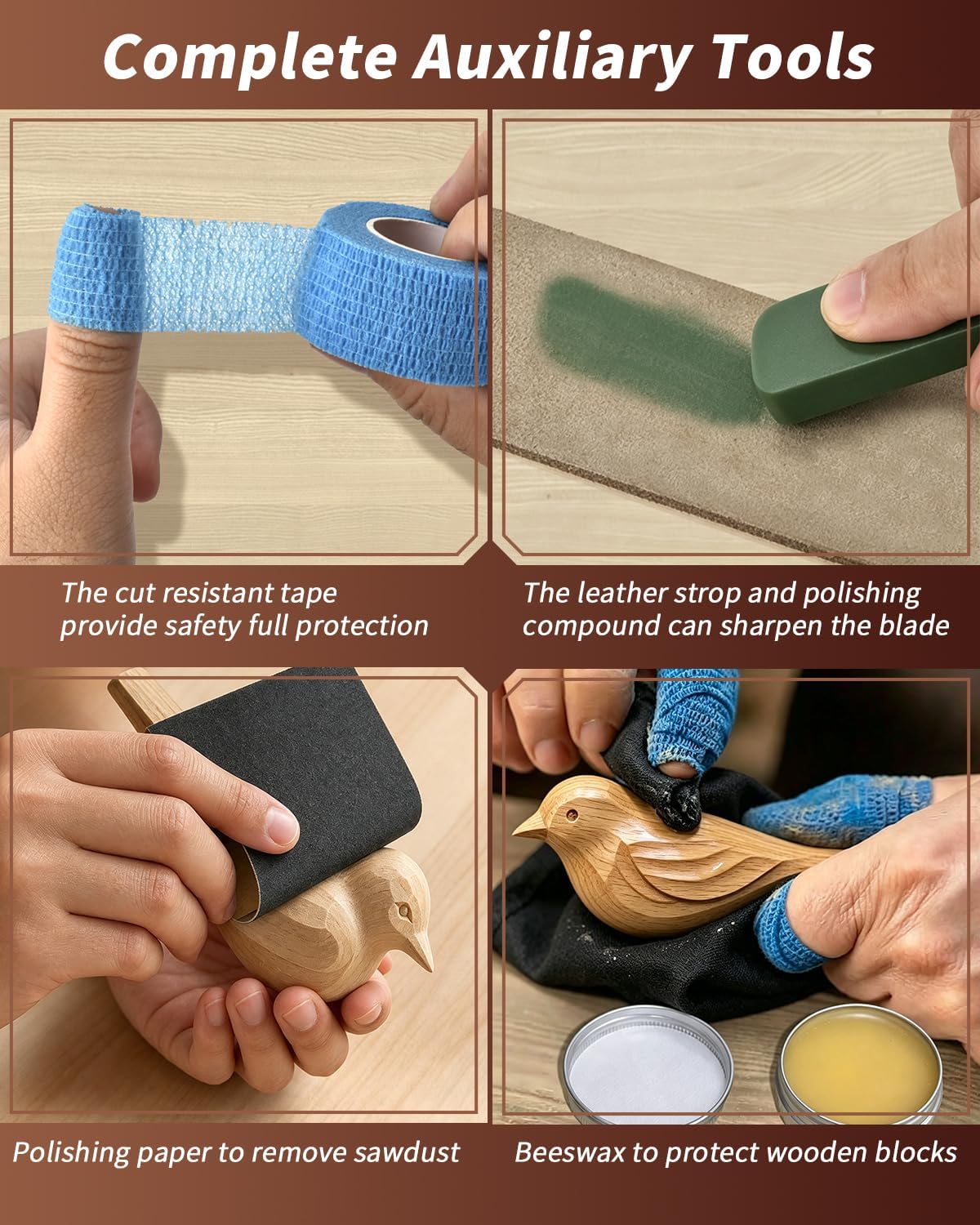 Wood Carving Kit Whittling Kit: Wood Carving Knife Tools with Leather Case