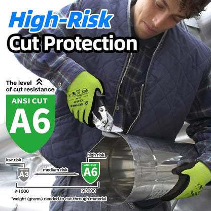 2 Pairs Cut Resistant Gloves ANSI A6/A7 (Send Randomly) Cut Proof Work Gloves, Touchscreen, for Men and Women Used for Woodworking, Glass Cutting, Construction, Cargo Handling, Car Repair, L