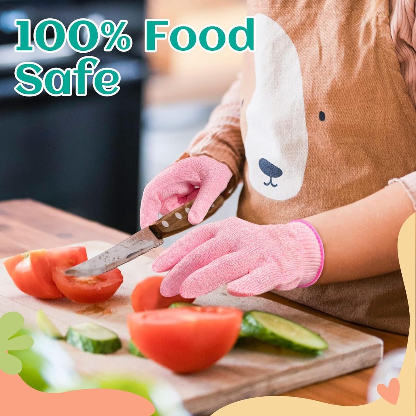 Cut Resistant Gloves for Kids 4-6 Years, Level 5 Protection Cutting Gloves Food Grade for Cooking, Whittling, Wood Carving, Gardening and DIY