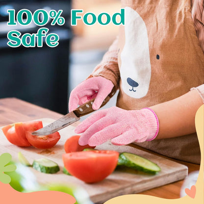 Cut Resistant Gloves for Kids 4-6 Years, Level 5 Protection Cutting Gloves Food Grade for Cooking, Whittling, Wood Carving, Gardening and DIY