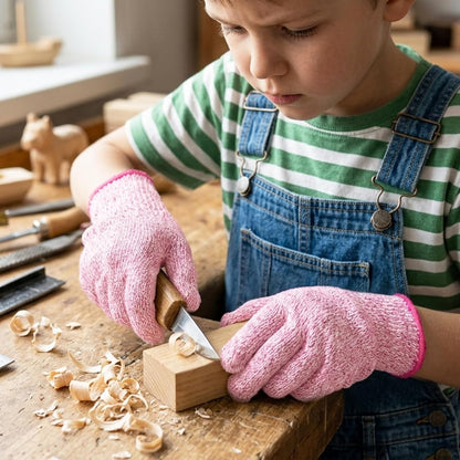 Cut Resistant Gloves for Kids 4-6 Years, Level 5 Protection Cutting Gloves Food Grade for Cooking, Whittling, Wood Carving, Gardening and DIY