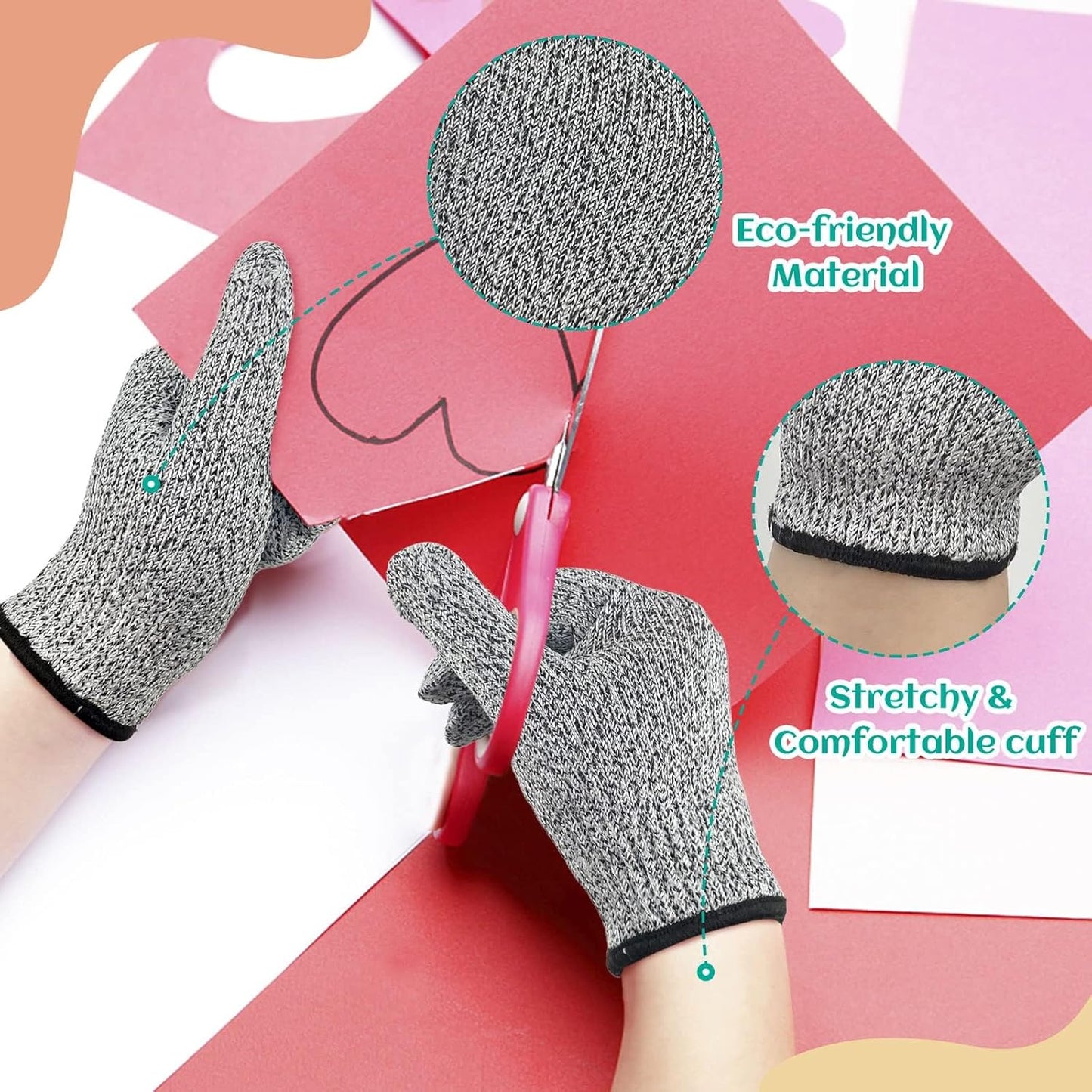 Cut Resistant Gloves for Kids 4-6 Years, Level 5 Protection Cutting Gloves Food Grade for Cooking, Whittling, Wood Carving, Gardening and DIY