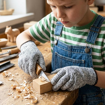 Cut Resistant Gloves for Kids 4-6 Years, Level 5 Protection Cutting Gloves Food Grade for Cooking, Whittling, Wood Carving, Gardening and DIY