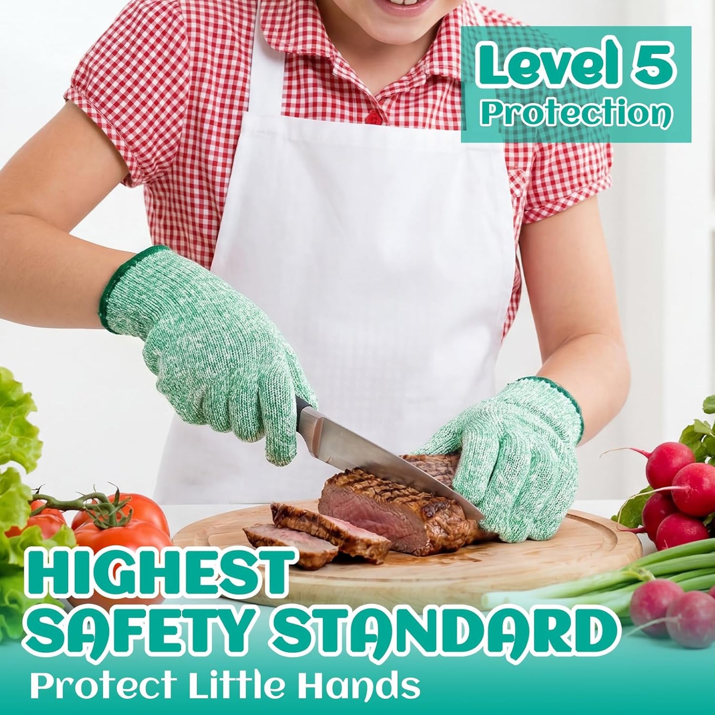 Cut Resistant Gloves for Kids 4-6 Years, Level 5 Protection Cutting Gloves Food Grade for Cooking, Whittling, Wood Carving, Gardening and DIY
