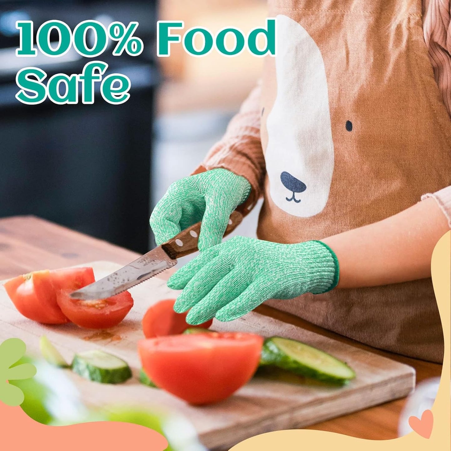 Cut Resistant Gloves for Kids 4-6 Years, Level 5 Protection Cutting Gloves Food Grade for Cooking, Whittling, Wood Carving, Gardening and DIY