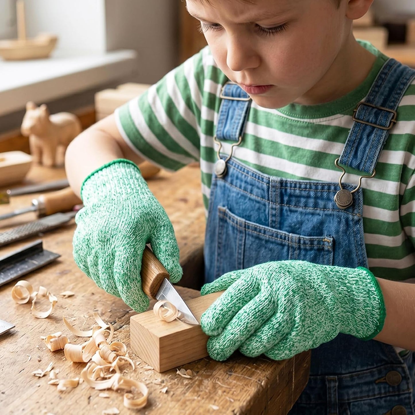 Cut Resistant Gloves for Kids 4-6 Years, Level 5 Protection Cutting Gloves Food Grade for Cooking, Whittling, Wood Carving, Gardening and DIY