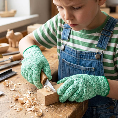 Cut Resistant Gloves for Kids 4-6 Years, Level 5 Protection Cutting Gloves Food Grade for Cooking, Whittling, Wood Carving, Gardening and DIY