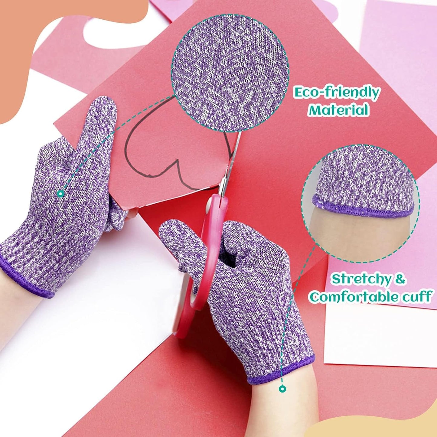 Cut Resistant Gloves for Kids 4-6 Years, Level 5 Protection Cutting Gloves Food Grade for Cooking, Whittling, Wood Carving, Gardening and DIY