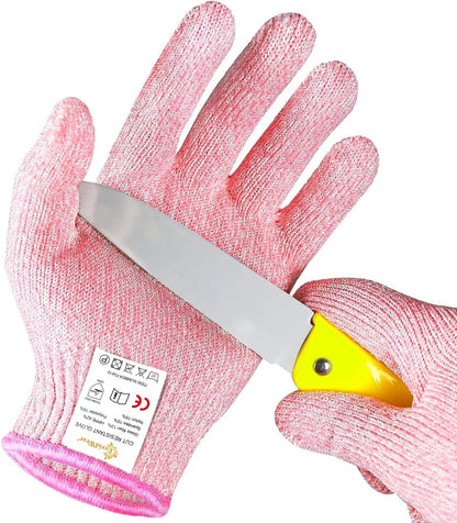 Cut Resistant Gloves for Kids 4-6 Years, Level 5 Protection Cutting Gloves Food Grade for Cooking, Whittling, Wood Carving, Gardening and DIY