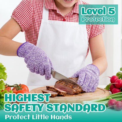 Cut Resistant Gloves for Kids 4-6 Years, Level 5 Protection Cutting Gloves Food Grade for Cooking, Whittling, Wood Carving, Gardening and DIY