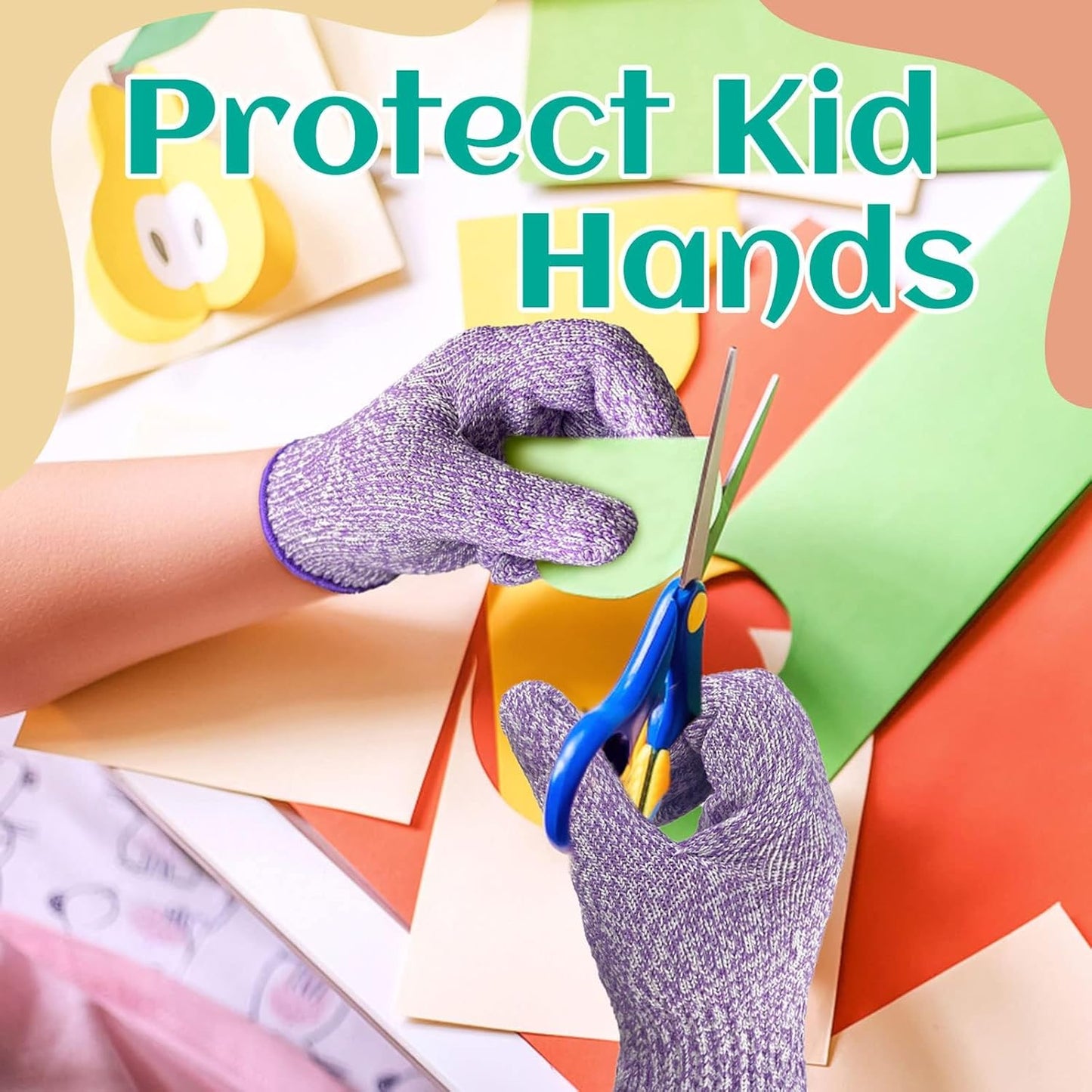 Cut Resistant Gloves for Kids 4-6 Years, Level 5 Protection Cutting Gloves Food Grade for Cooking, Whittling, Wood Carving, Gardening and DIY
