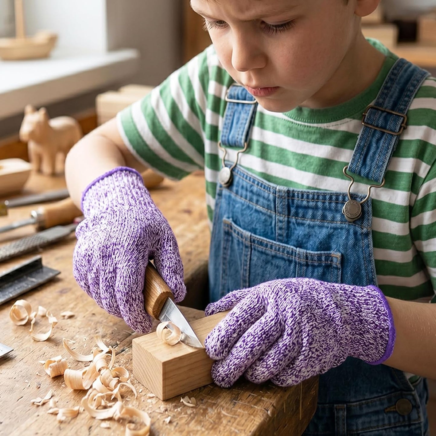 Cut Resistant Gloves for Kids 4-6 Years, Level 5 Protection Cutting Gloves Food Grade for Cooking, Whittling, Wood Carving, Gardening and DIY