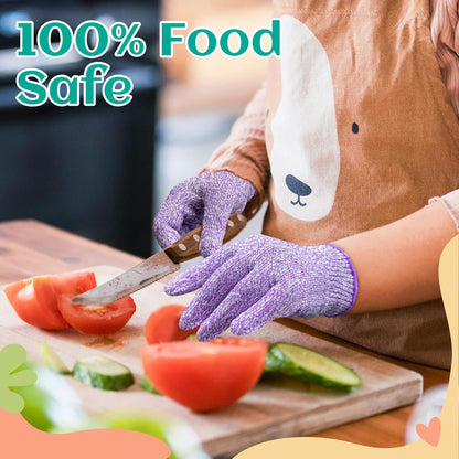 Cut Resistant Gloves for Kids 4-6 Years, Level 5 Protection Cutting Gloves Food Grade for Cooking, Whittling, Wood Carving, Gardening and DIY