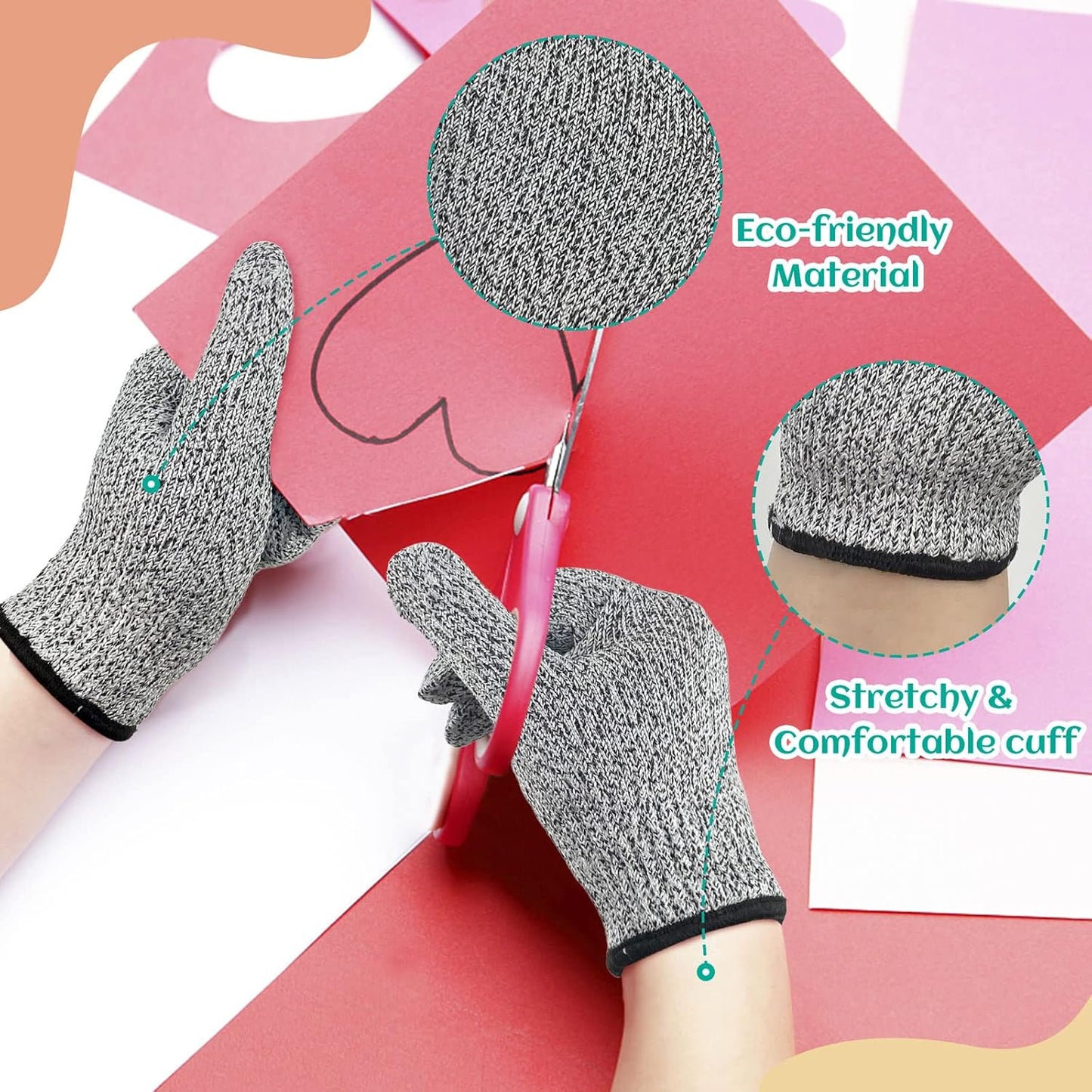 Cut Resistant Gloves for Kids 4-6 Years, Level 5 Protection Cutting Gloves Food Grade for Cooking, Whittling, Wood Carving, Gardening and DIY