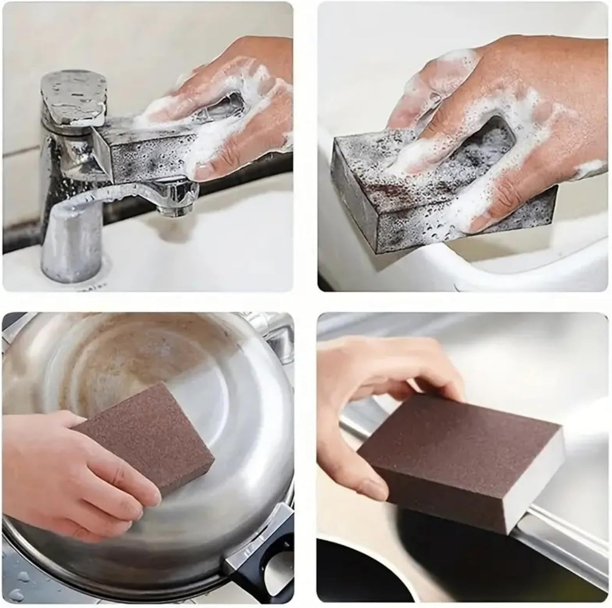 Emery Magic Wipe,Carborundum Sponge,Heavy Duty Scouring Sponges - Fiberglass-Free Nano Rust Eraser for Pots, Pans, Grill, Oven Racks & Sink Stains, 2PCS