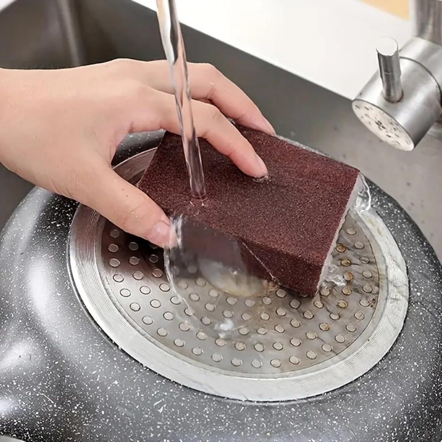 Emery Magic Wipe,Carborundum Sponge,Heavy Duty Scouring Sponges - Fiberglass-Free Nano Rust Eraser for Pots, Pans, Grill, Oven Racks & Sink Stains, 2PCS