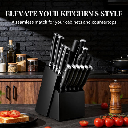 Knife Set, 15 Piece Premium Chef High Carbon Stainless Steel Kitchen Knife Block Set, Razor-sharp, Ergonomic Forged Triple Rivet Handle, Professional Knife Set for Kitchen, Dishwasher Safe(White)