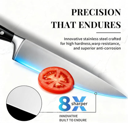 Knife Set, 15 Piece Premium Chef High Carbon Stainless Steel Kitchen Knife Block Set, Razor-sharp, Ergonomic Forged Triple Rivet Handle, Professional Knife Set for Kitchen, Dishwasher Safe(White)