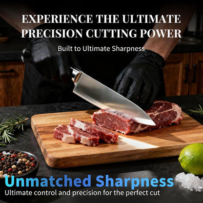 Knife Set, 15 Piece Premium Chef High Carbon Stainless Steel Kitchen Knife Block Set, Razor-sharp, Ergonomic Forged Triple Rivet Handle, Professional Knife Set for Kitchen, Dishwasher Safe(White)