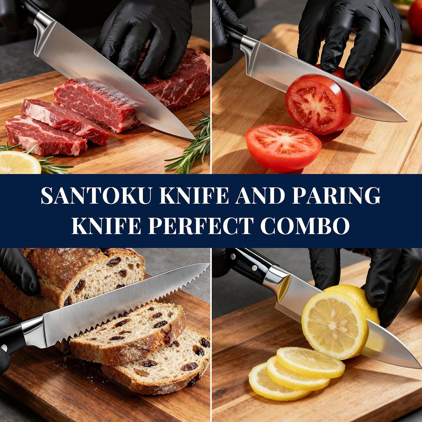 Knife Set, 15 Piece Premium Chef High Carbon Stainless Steel Kitchen Knife Block Set, Razor-sharp, Ergonomic Forged Triple Rivet Handle, Professional Knife Set for Kitchen, Dishwasher Safe(White)