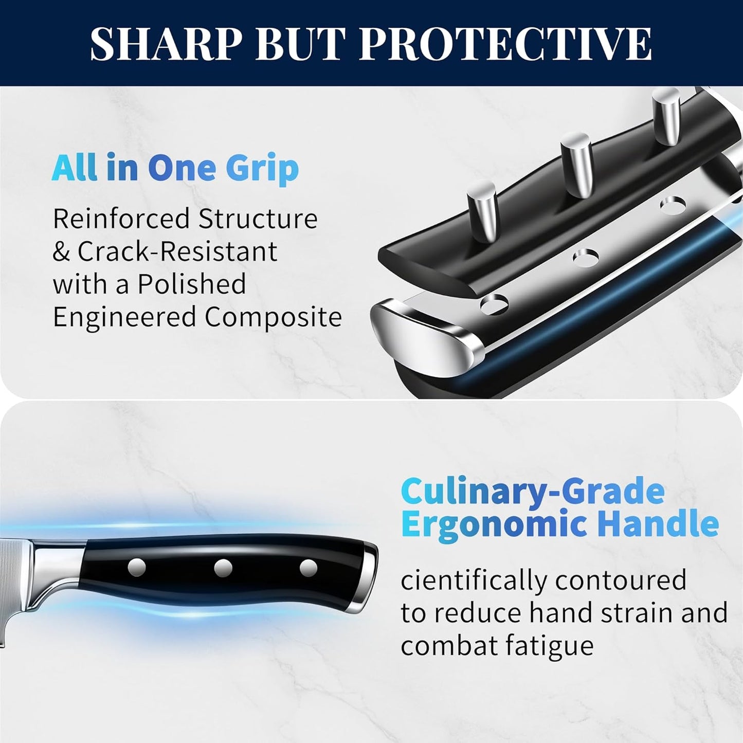 Knife Set, 15 Piece Premium Chef High Carbon Stainless Steel Kitchen Knife Block Set, Razor-sharp, Ergonomic Forged Triple Rivet Handle, Professional Knife Set for Kitchen, Dishwasher Safe(White)