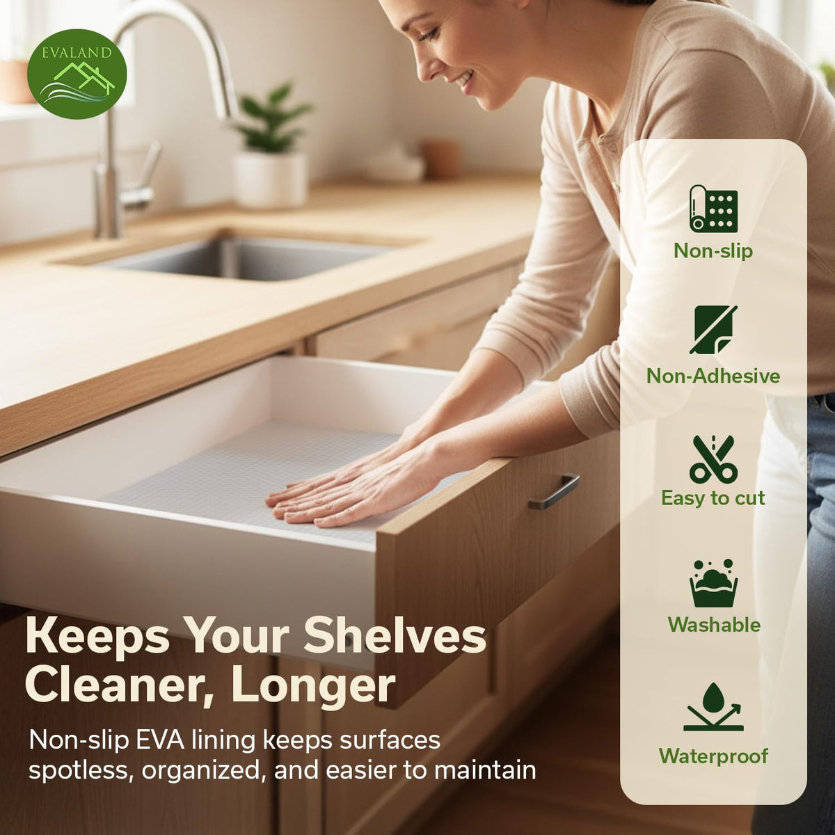 Shelf Liner Cabinet Liner Non-Adhesive Drawer Liner 12 in x 33 FT | Non-Slip, Washable, Waterproof, Fridge Liners, Contact Paper, Shelf Liners for Cabinets, Kitchen, Refrigerator, Clear