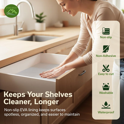 Shelf Liner Cabinet Liner Non-Adhesive Drawer Liner 12 in x 33 FT | Non-Slip, Washable, Waterproof, Fridge Liners, Contact Paper, Shelf Liners for Cabinets, Kitchen, Refrigerator, Clear