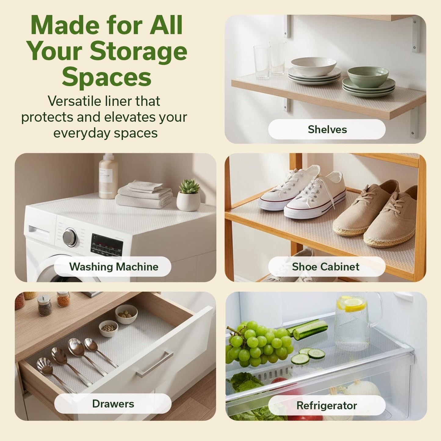 Shelf Liner Cabinet Liner Non-Adhesive Drawer Liner 12 in x 33 FT | Non-Slip, Washable, Waterproof, Fridge Liners, Contact Paper, Shelf Liners for Cabinets, Kitchen, Refrigerator, Clear