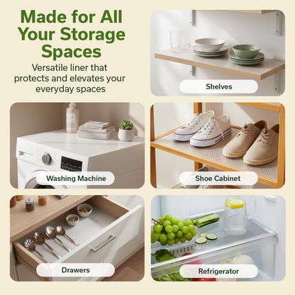 Shelf Liner Cabinet Liner Non-Adhesive Drawer Liner 12 in x 33 FT | Non-Slip, Washable, Waterproof, Fridge Liners, Contact Paper, Shelf Liners for Cabinets, Kitchen, Refrigerator, Clear