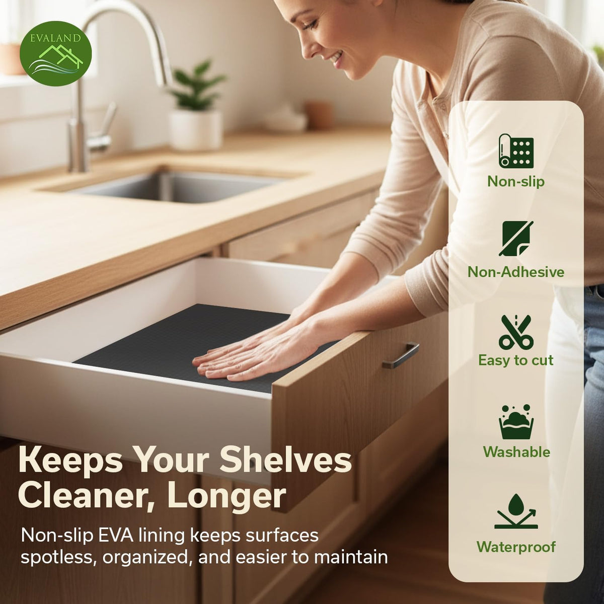 Shelf Liner Cabinet Liner Non-Adhesive Drawer Liner 12 in x 33 FT | Non-Slip, Washable, Waterproof, Fridge Liners, Contact Paper, Shelf Liners for Cabinets, Kitchen, Refrigerator, Clear