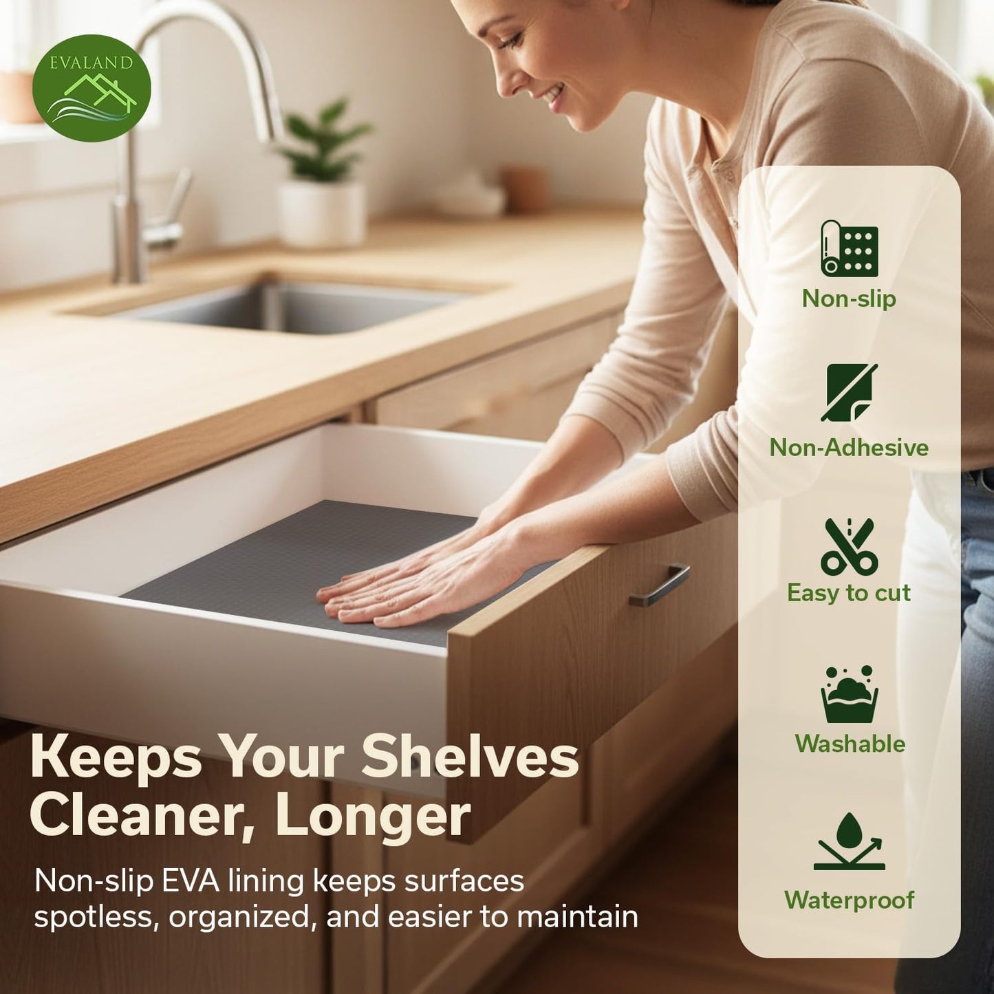 Shelf Liner Cabinet Liner Non-Adhesive Drawer Liner 12 in x 33 FT | Non-Slip, Washable, Waterproof, Fridge Liners, Contact Paper, Shelf Liners for Cabinets, Kitchen, Refrigerator, Clear