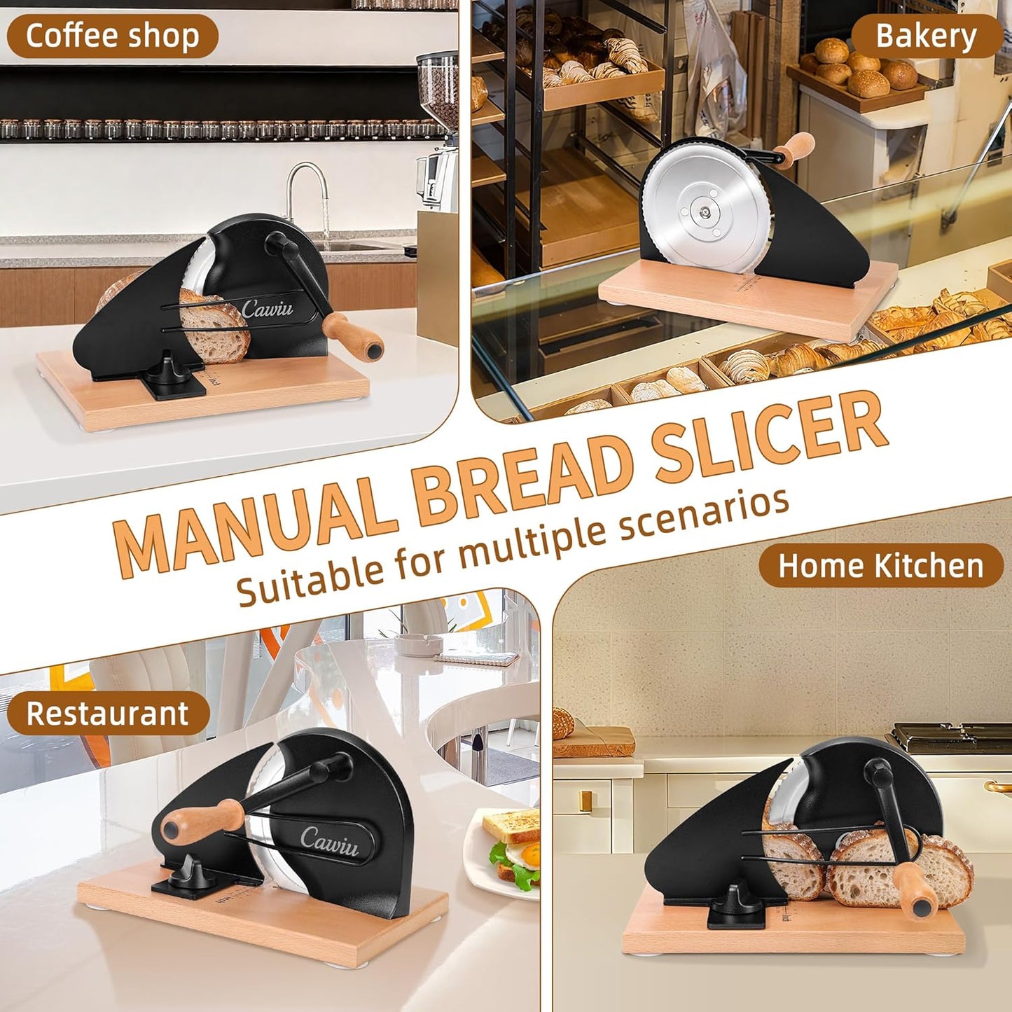 Upgraded Manual Bread Slicer for Homemade Sourdough Round with Cover | Adjustable Thickness Sourdough Bread Slicer, Bread Cutter with Hand Crank, Slicing Guide, Scale Line for Even Slices, Black