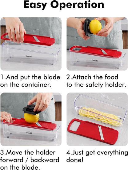 Professional Mandoline Slicer for Kitchen, Multi Purpose Vegetable Slicer Cutter, Vegetable Cutter Onion Cutter for Veggie Fruit Cheese
