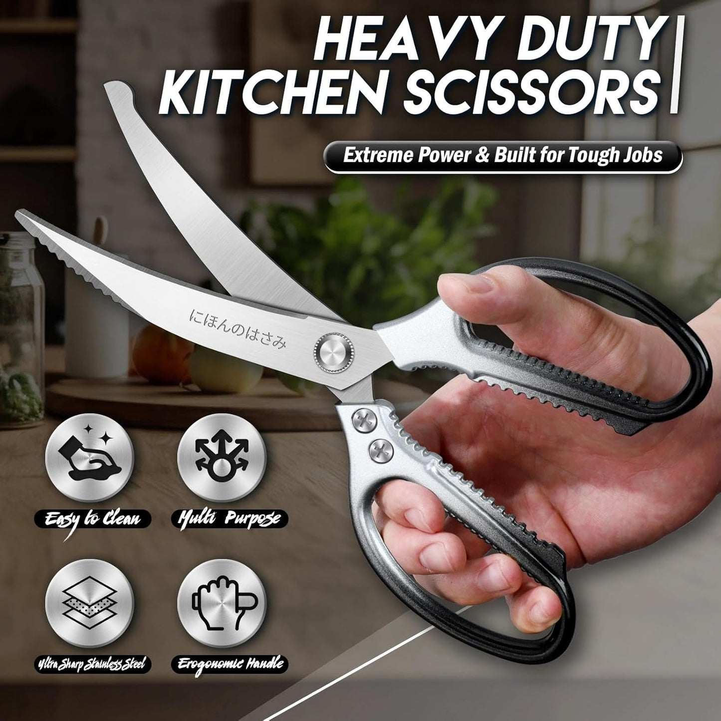 Kitchen Scissors Shears Set - 2PCS Stainless Steel Sharp | Dishwasher Safe, Heavy Duty Poultry Shears, Japanese Kitchen Cooking Scissor for Food, Chicken, Gifts, Blue