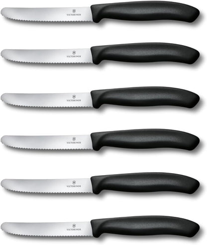 Swiss Classic Tomato and Table Knife Set Serrated Blade, Black