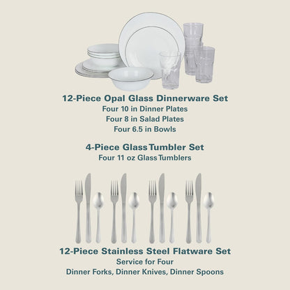 Gibson Home 74 Piece Kitchen in a Box Pots and Pans Cookware, Plates and Bowls Dinnerware, Cutlery Knife Block, Flatware Utensils, Tools & Gadgets, Storage, Glasses Set
