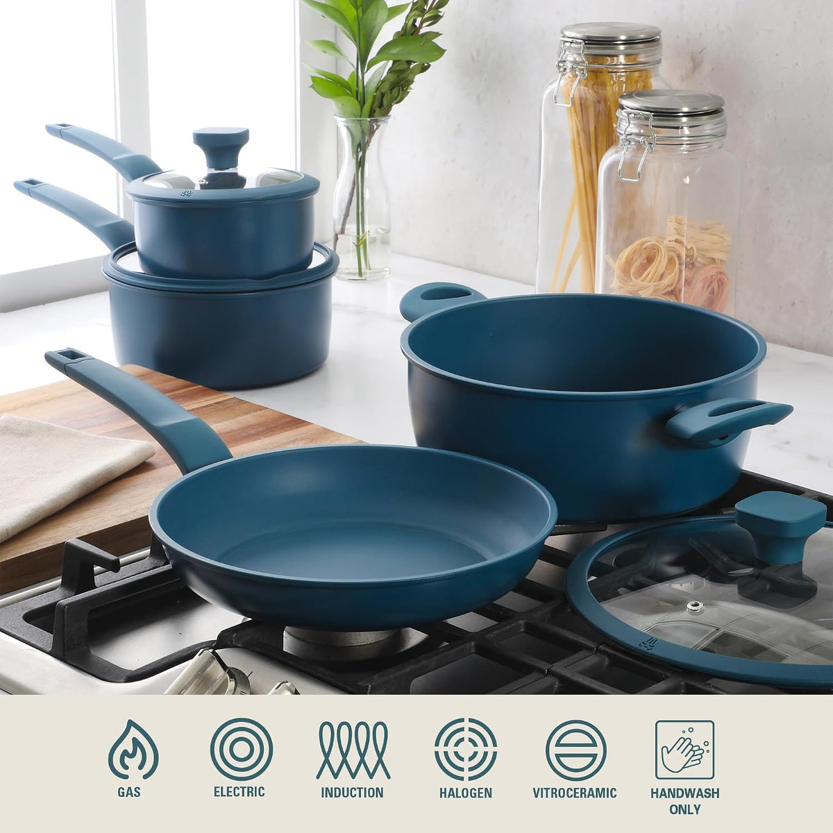 Gibson Home 74 Piece Kitchen in a Box Pots and Pans Cookware, Plates and Bowls Dinnerware, Cutlery Knife Block, Flatware Utensils, Tools & Gadgets, Storage, Glasses Set