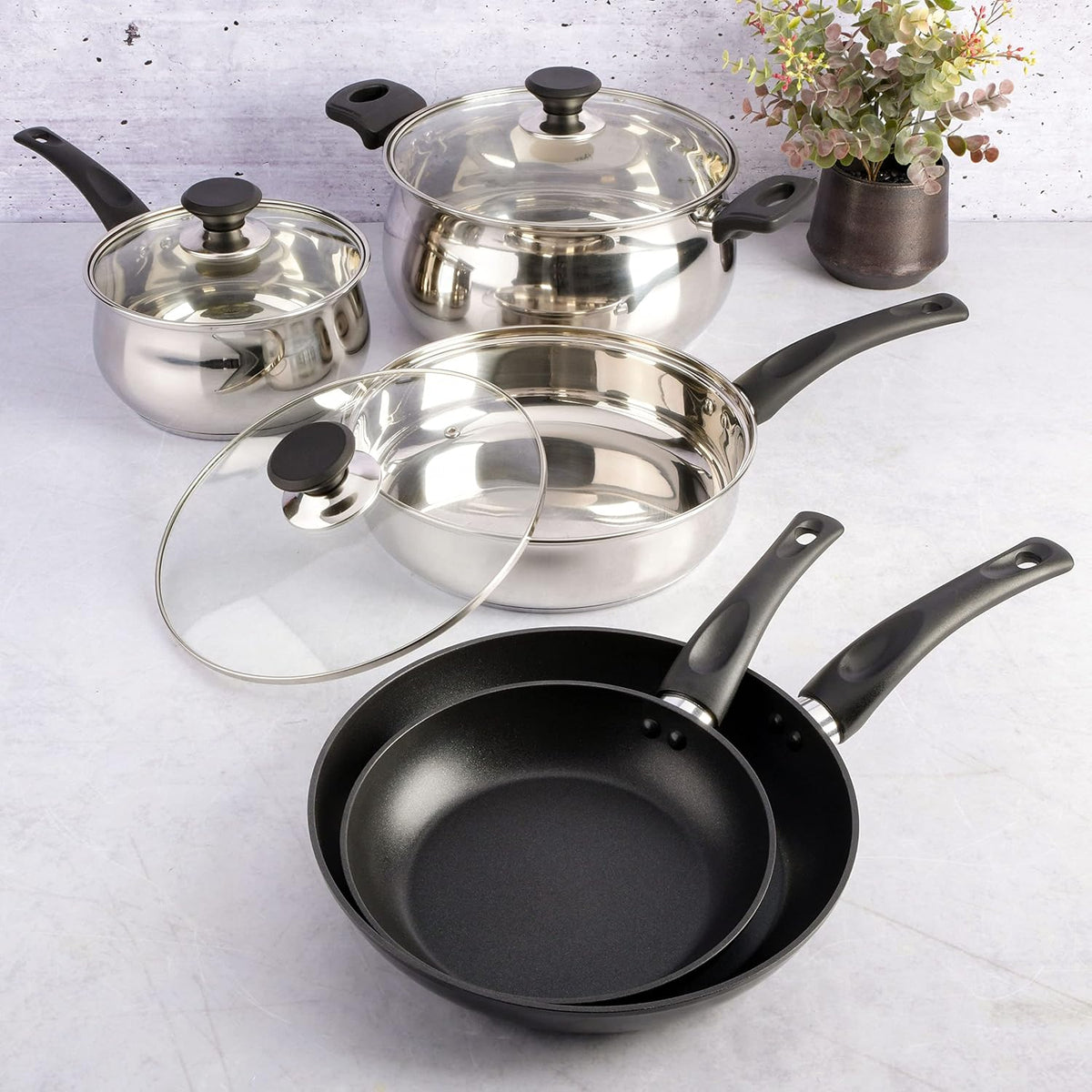 Gibson Home 74 Piece Kitchen in a Box Pots and Pans Cookware, Plates and Bowls Dinnerware, Cutlery Knife Block, Flatware Utensils, Tools & Gadgets, Storage, Glasses Set