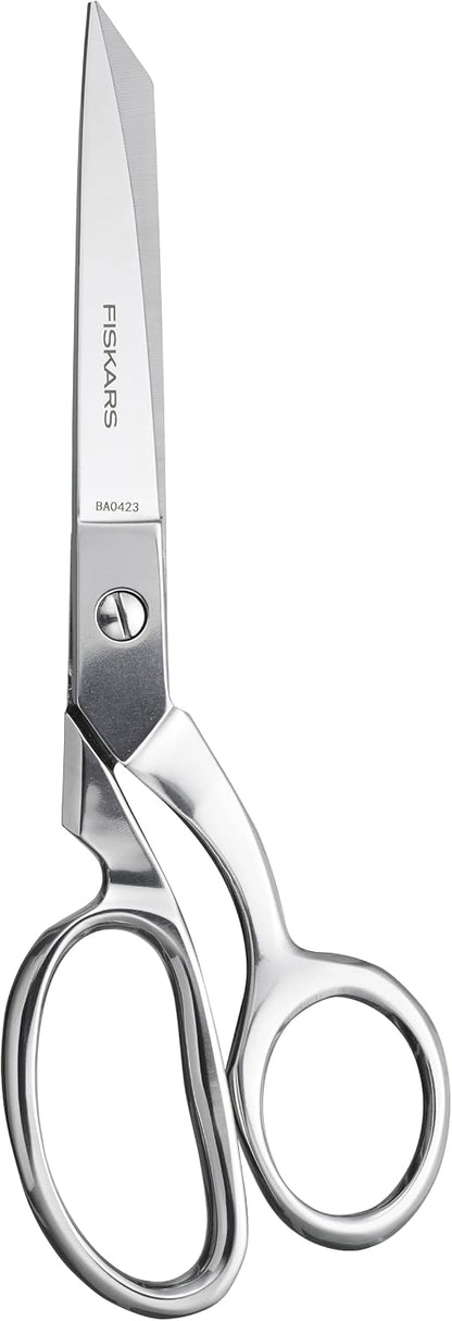 Forged Scissors - 8" Stainless Steel - Paper and Fabric Scissors for Office, Arts, and Crafts - Silver