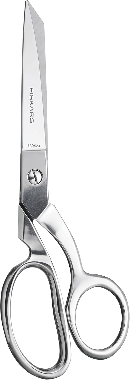 Forged Scissors - 8" Stainless Steel - Paper and Fabric Scissors for Office, Arts, and Crafts - Silver