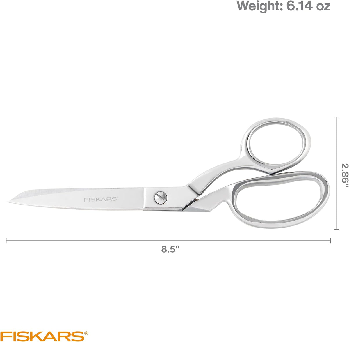 Forged Scissors - 8" Stainless Steel - Paper and Fabric Scissors for Office, Arts, and Crafts - Silver