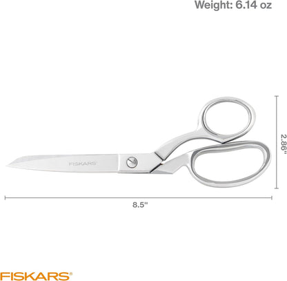 Forged Scissors - 8" Stainless Steel - Paper and Fabric Scissors for Office, Arts, and Crafts - Silver