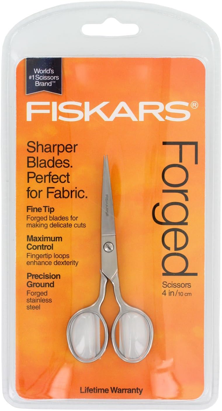 Forged Scissors - 8" Stainless Steel - Paper and Fabric Scissors for Office, Arts, and Crafts - Silver